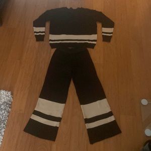 Wide leg sweater two piece lounge set